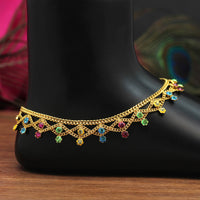 Thumbnail for multi color rhinestone anklets (ank954mlt)