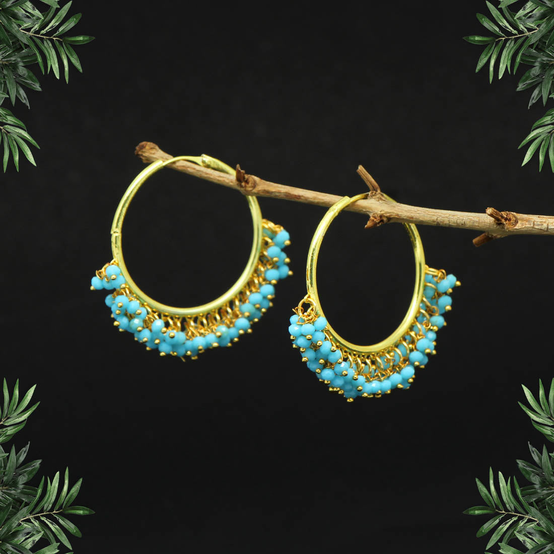 firozi color antique hoop earrings (ante1459frz)