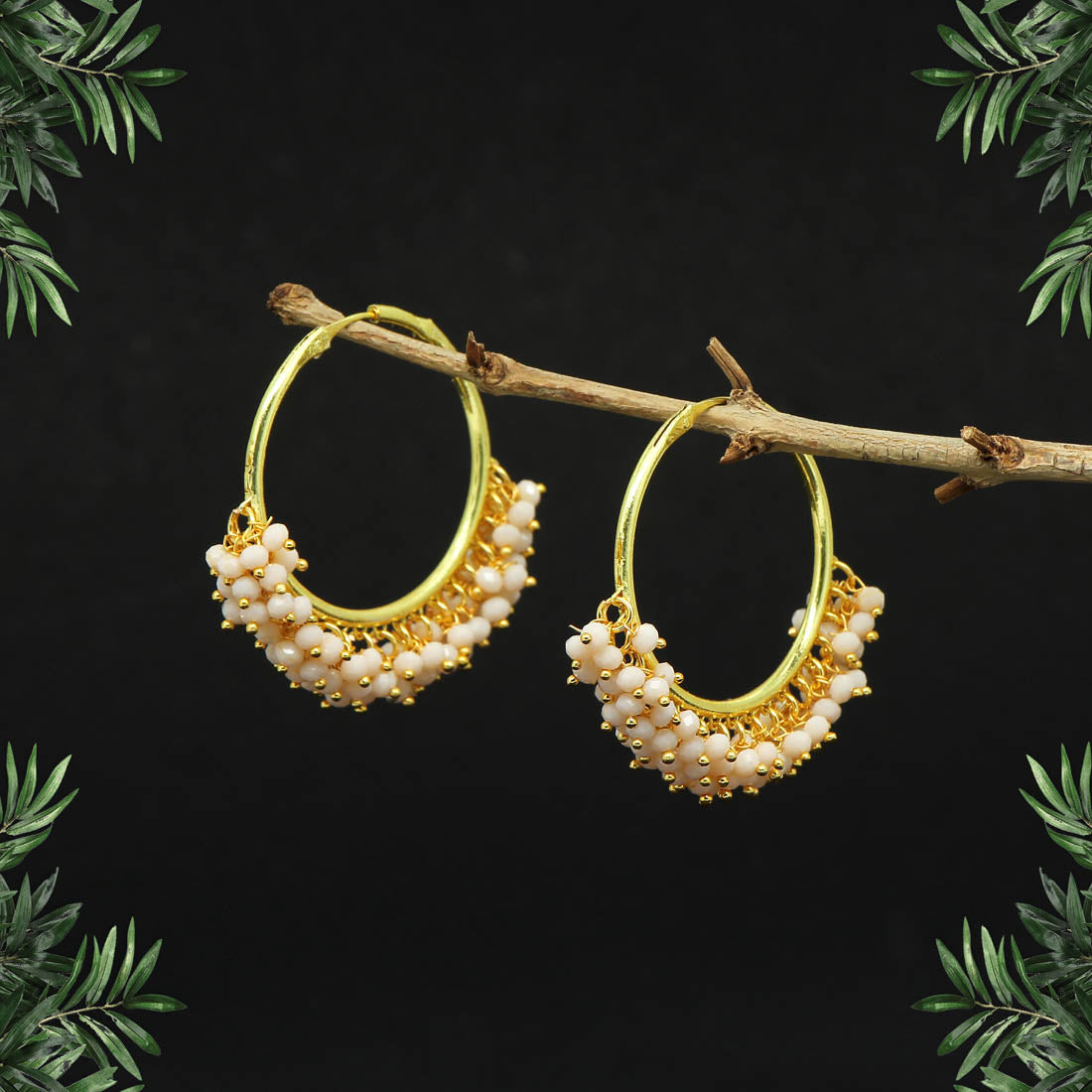 peach color antique hoop earrings (ante1459pch)