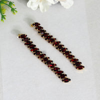 Thumbnail for maroon color antique rivoli stone earrings (ante1496mrn)