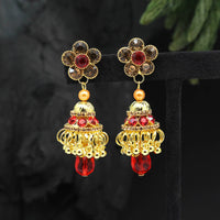 Thumbnail for red color antique stone earrings (ante1555red)