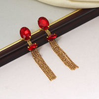 Thumbnail for red color antique rivoli stone earrings (ante1639red)
