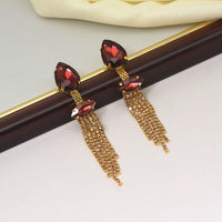 Thumbnail for brown color antique rivoli stone earrings (ante1642brw)