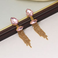 Thumbnail for pink color antique rivoli stone earrings (ante1642pnk)