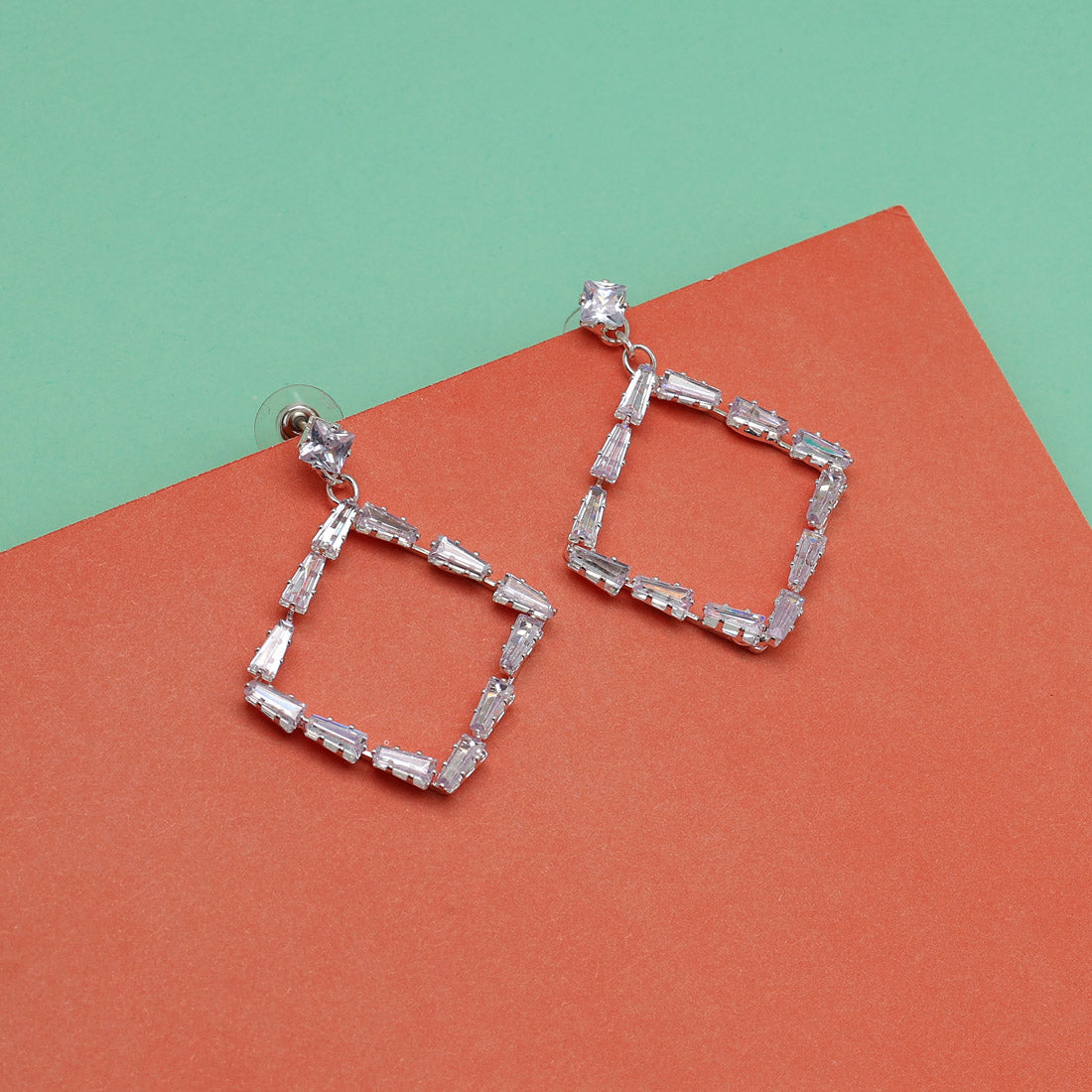 silver color antique stone earrings (ante1659slv)