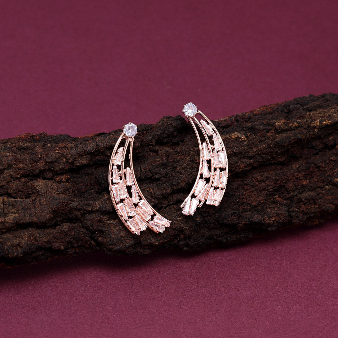 white color rose gold earrings (ante1678wht)