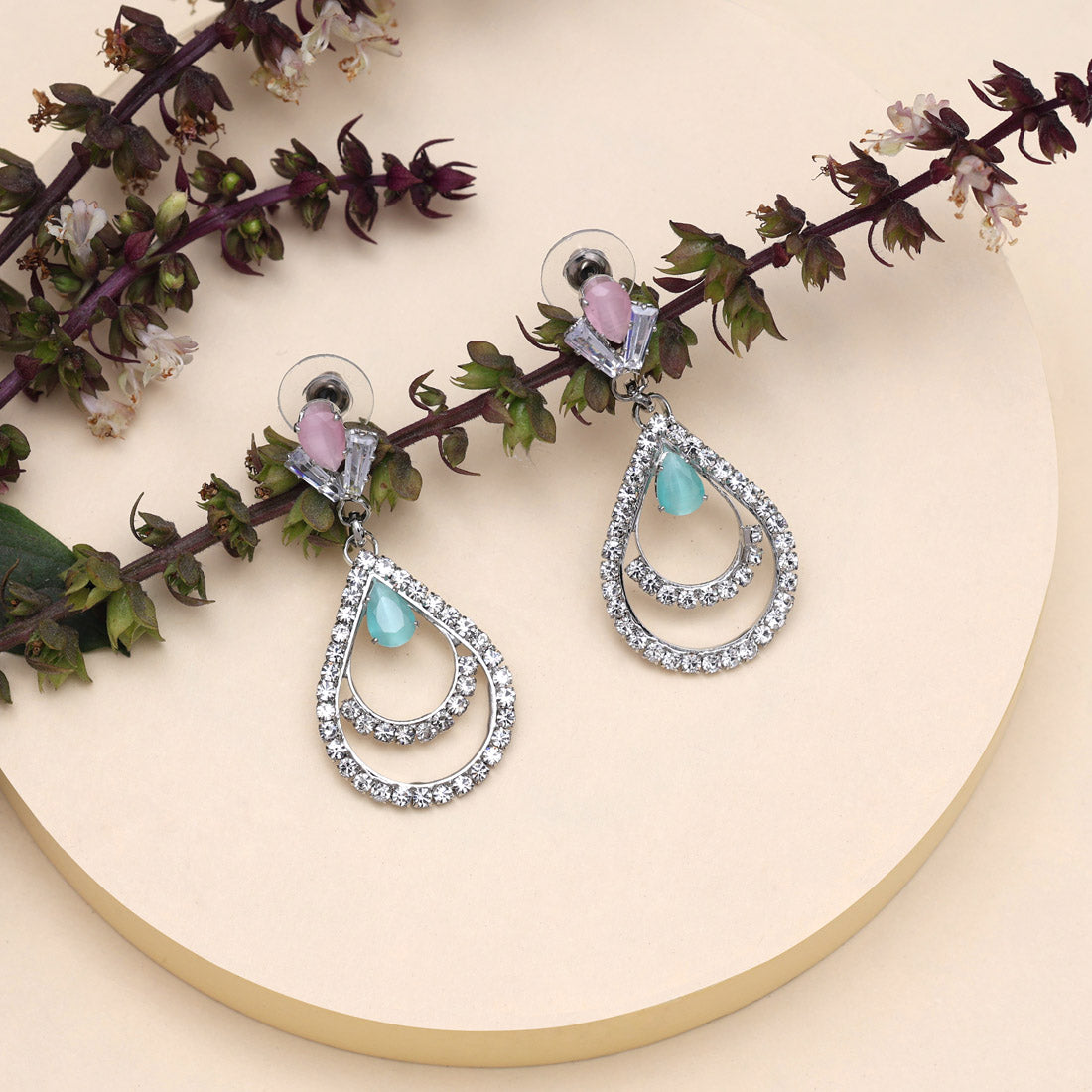 pink & pista green color fashion earrings (ante1741pnkpgrn)