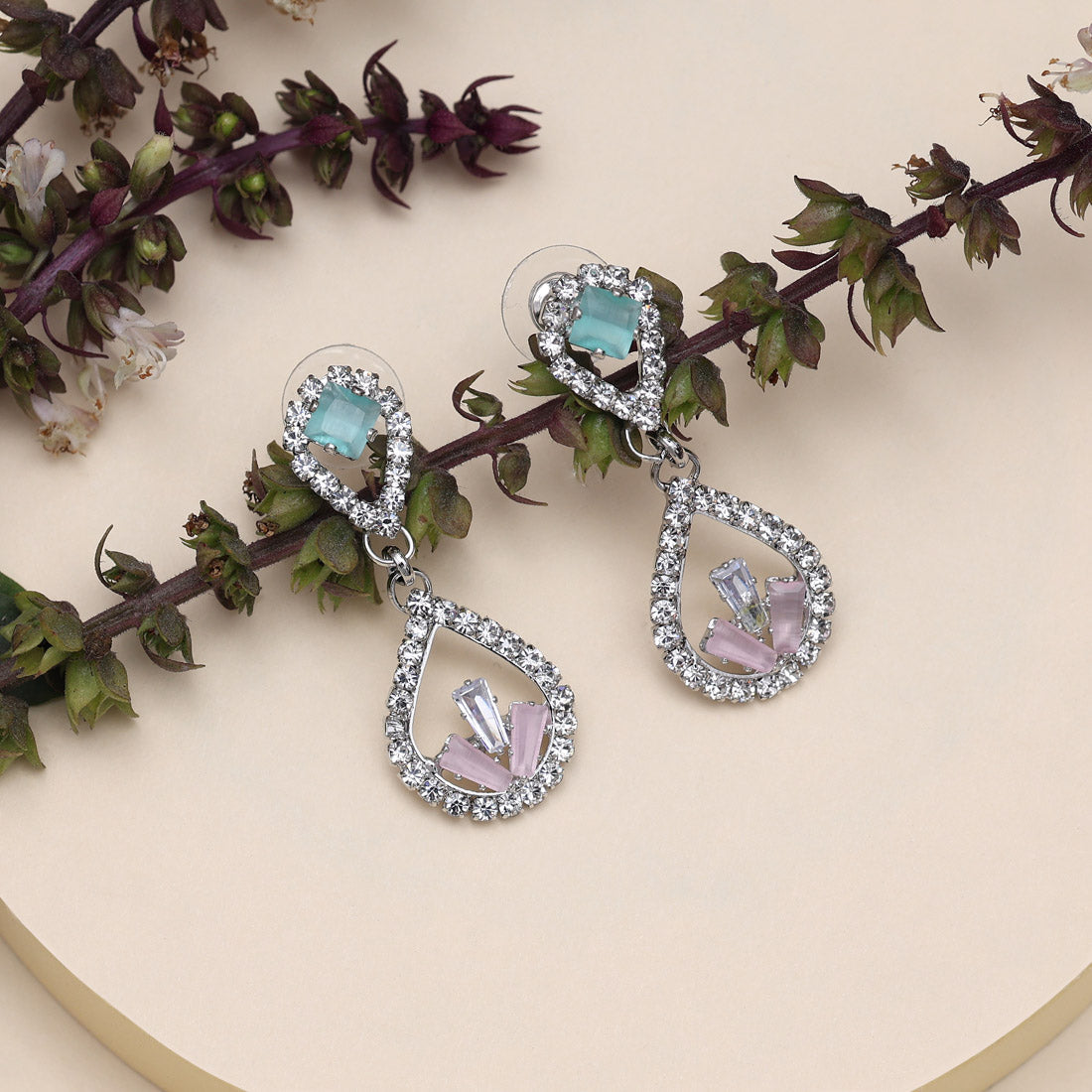 pink & pista green color fashion earrings (ante1742pnkpgrn)