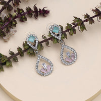 Thumbnail for pink & pista green color fashion earrings (ante1742pnkpgrn)