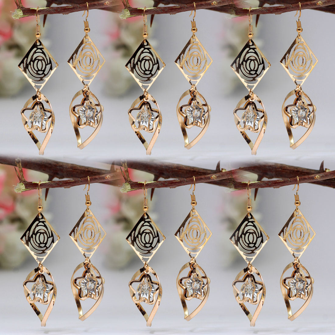 gold color antique earrings combo of 6 pairs (ante483cmb)