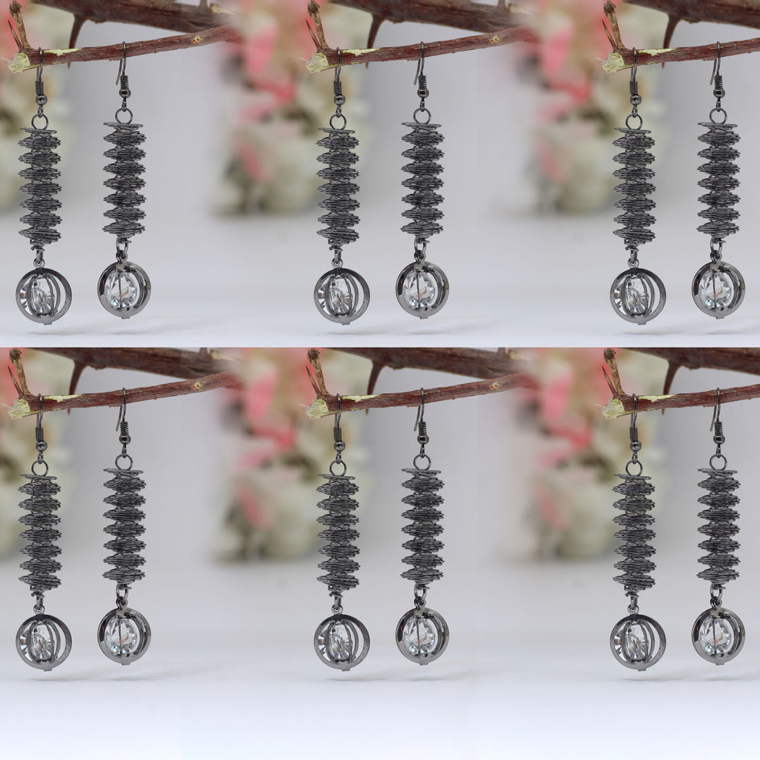black color antique earrings combo of 6 pairs (ante485cmb)