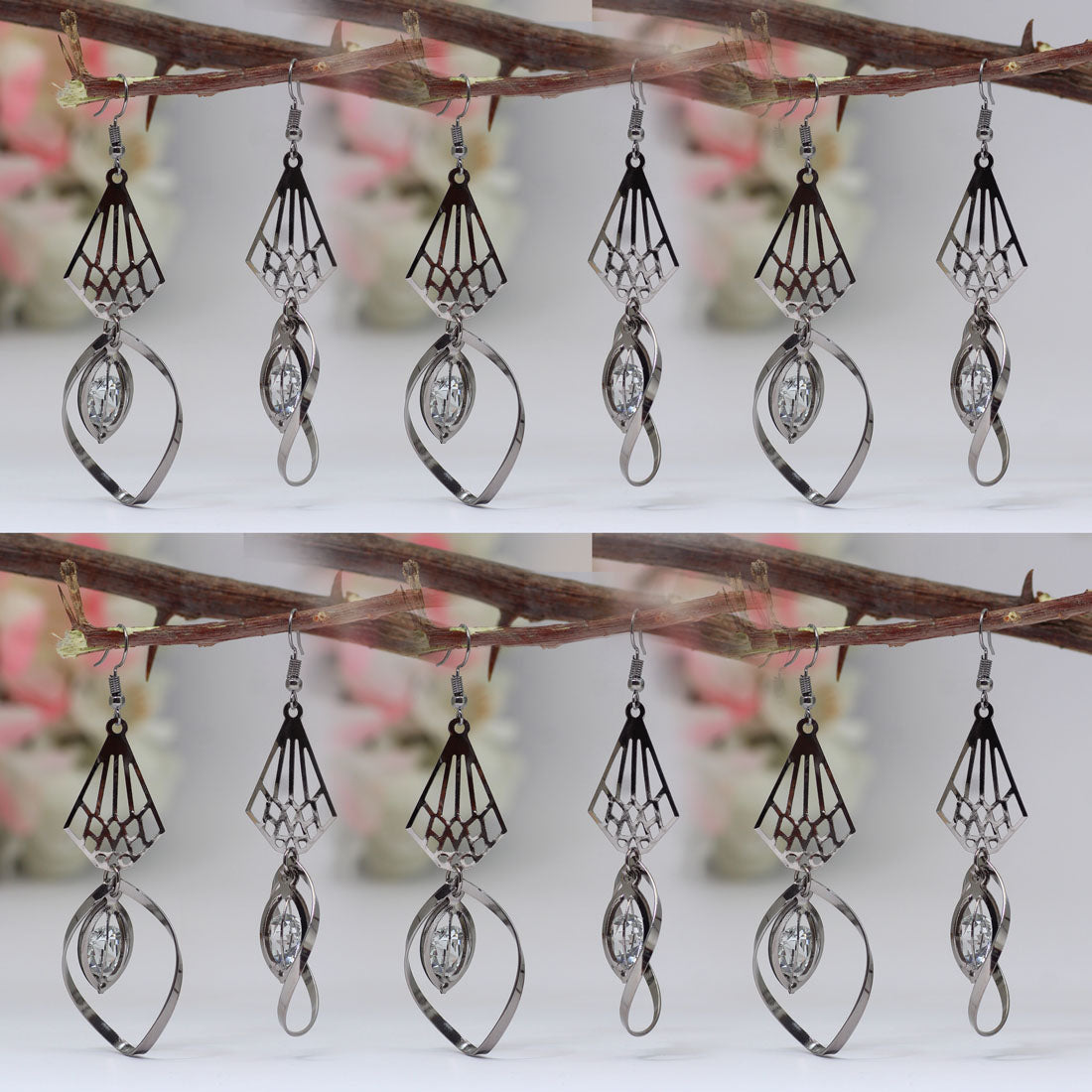black color antique earrings combo of 6 pairs (ante488cmb)
