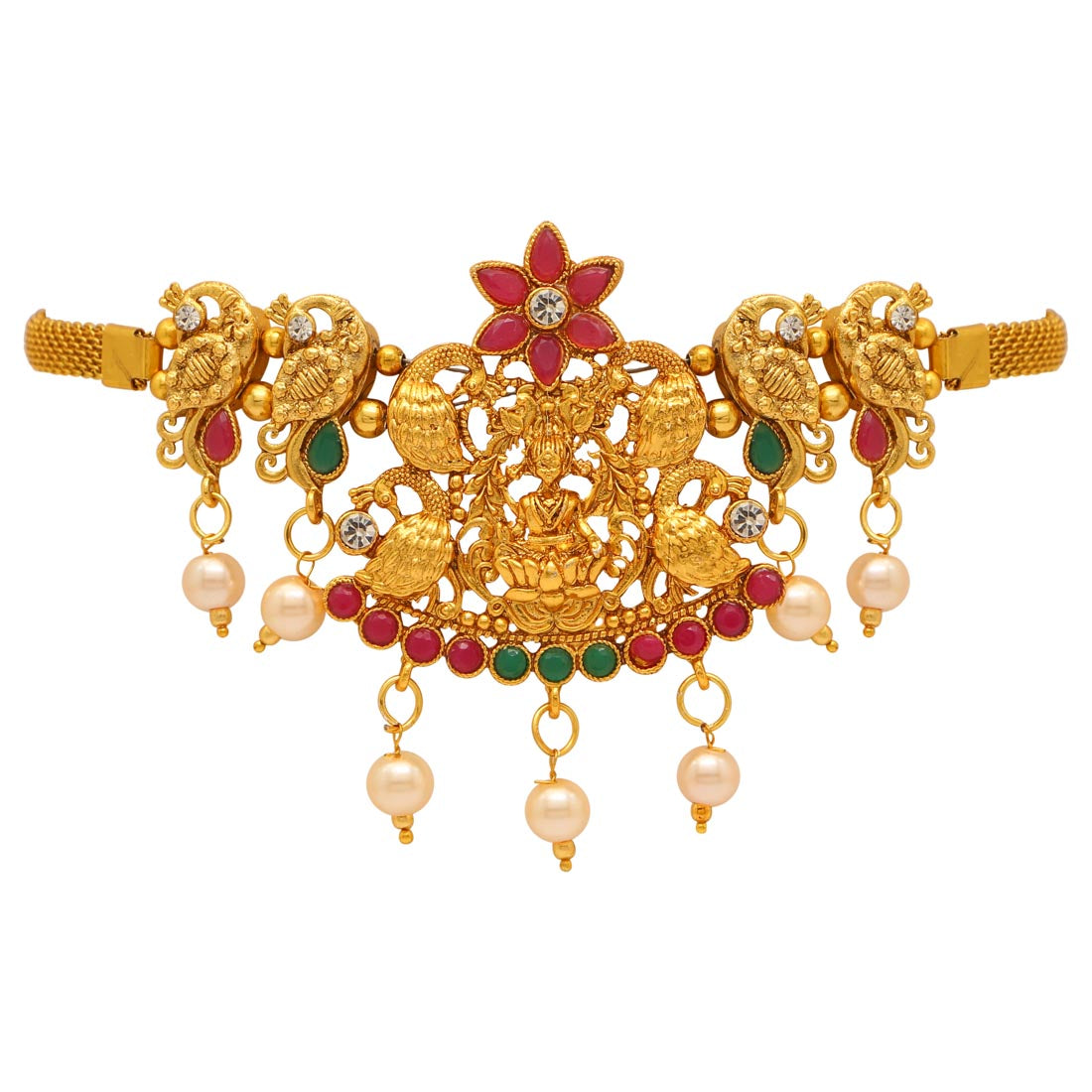 maroon & green color glass stone bajuband (bjb182mg)