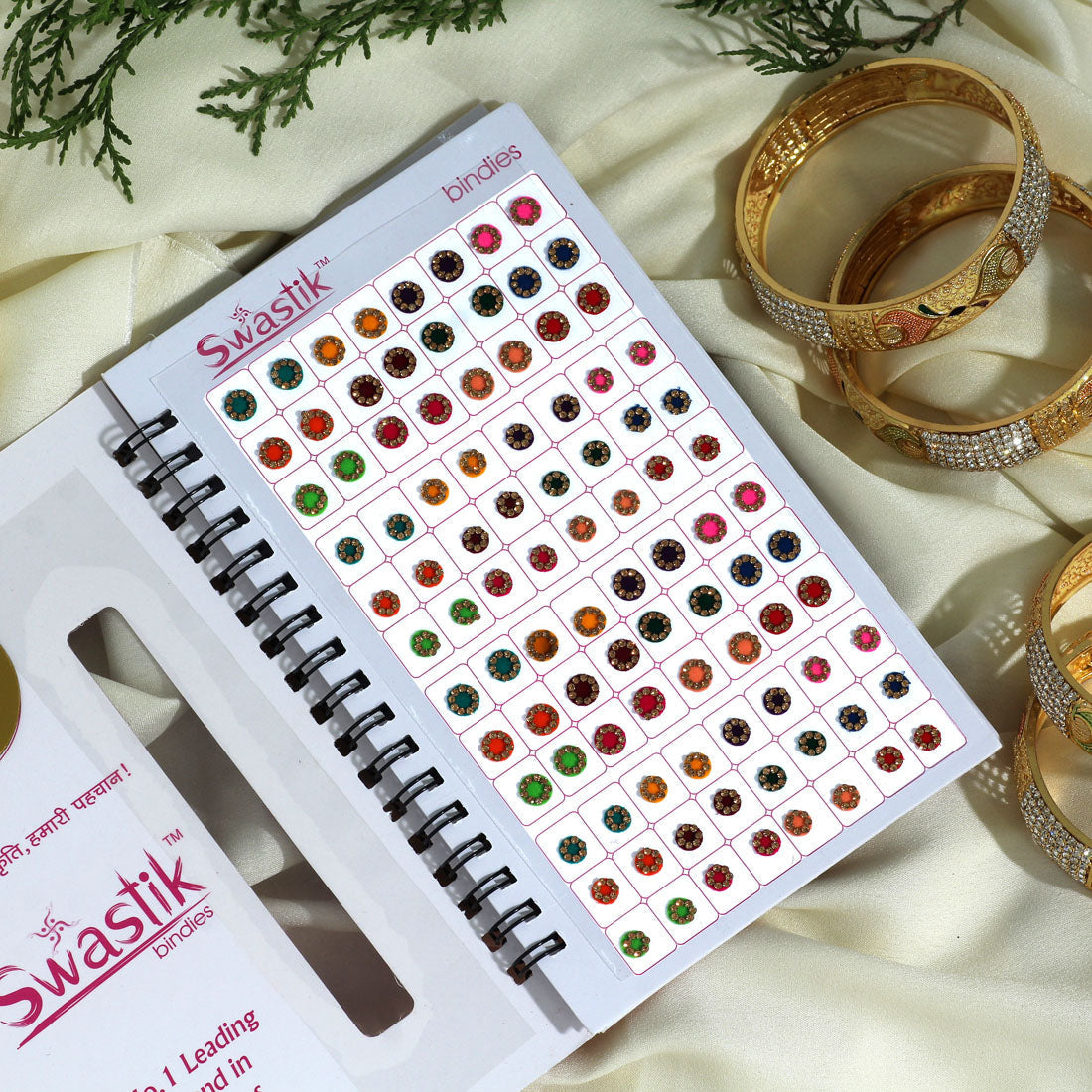 assorted color velvet bindi book for women & girls- total pieces- 576 (bnd196cmb)