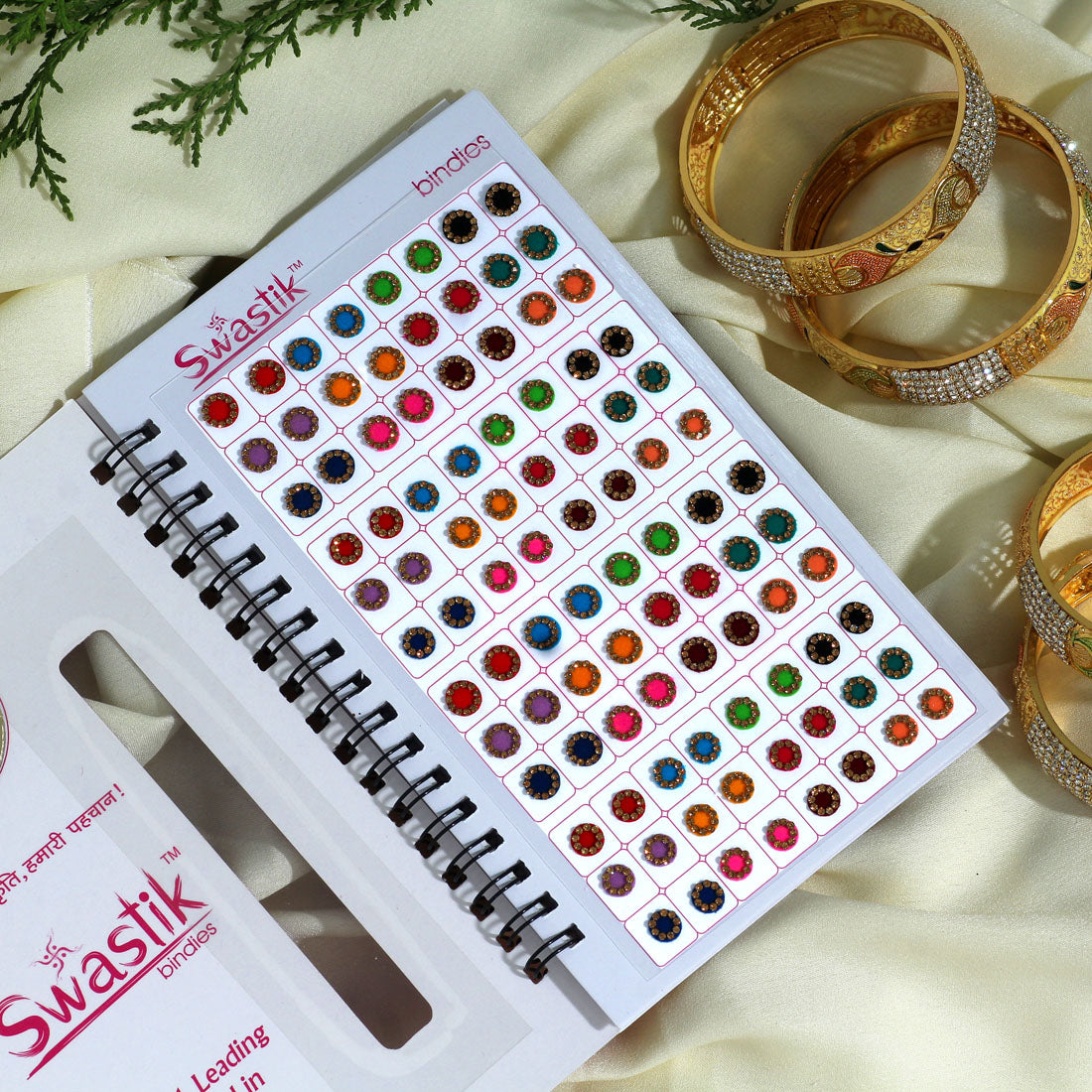 assorted color velvet bindi book for women & girls- total pieces- 576 (bnd197cmb)
