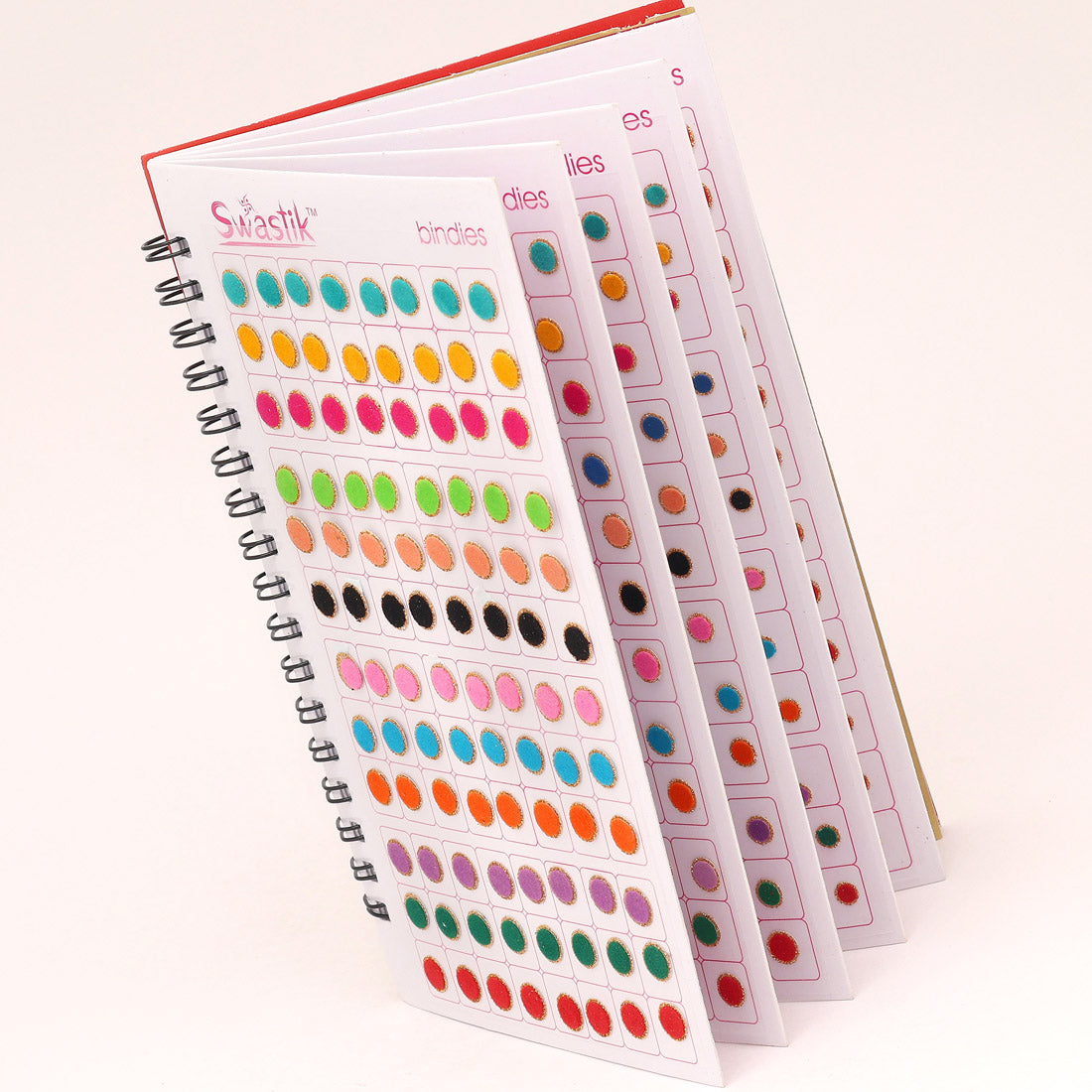 assorted color zari golden velvet bindi book for women & girls- total pieces- 576 (bnd215cmb)