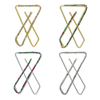 Thumbnail for multi color use saree hijab pins safety pins stone brooch clip on x pins for women combo of 4 pieces (brcmb221)