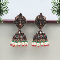 Thumbnail for maroon & green color copper earrings (cpe101mg)