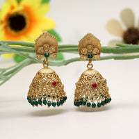 Thumbnail for rani & green color premium copper earrings (cpe107rnigrn)