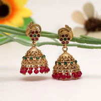Thumbnail for rani & green color premium copper earrings (cpe110rnigrn)