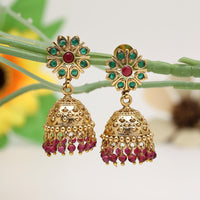 Thumbnail for rani & green color premium copper earrings (cpe111rnigrn)