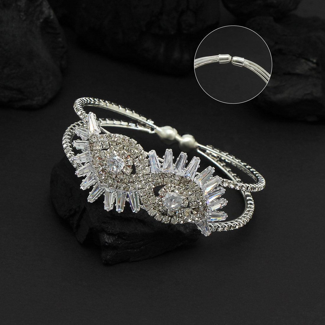 silver color moon stone kids bracelet (crtb195slv)