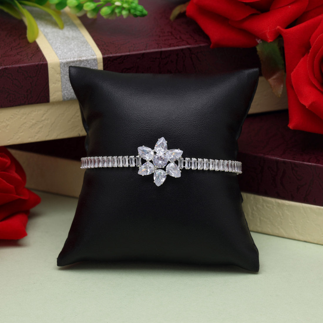 white color rhinestone bracelet (crtb223wht)