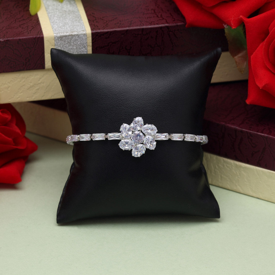 white color rhinestone bracelet (crtb225wht)