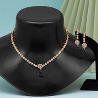 Thumbnail for blue color american diamond necklace set (czn799blu )