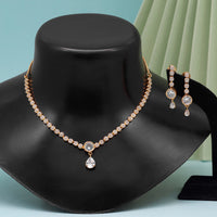 Thumbnail for white color american diamond necklace set (czn799wht )