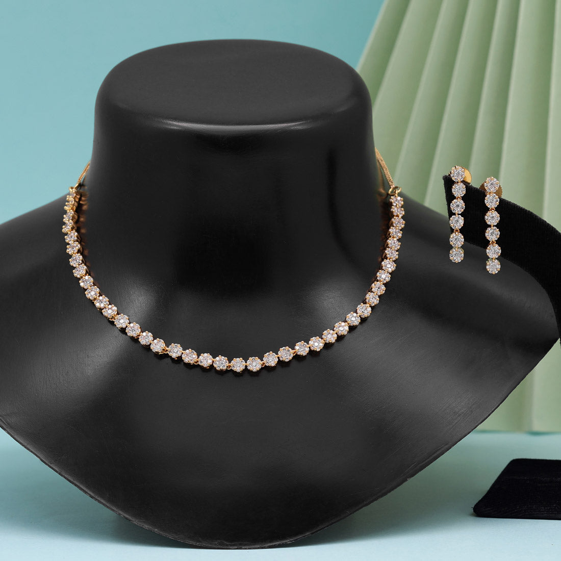 white color american diamond necklace set (czn800wht )