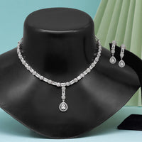 Thumbnail for silver color american diamond necklace set (czn813slv )