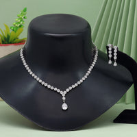 Thumbnail for silver color american diamond necklace set (czn847slv)