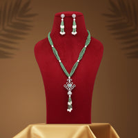 Thumbnail for pista green color american diamond necklace set (czn895pgrn)