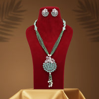 Thumbnail for pista green color american diamond necklace set (czn897pgrn)