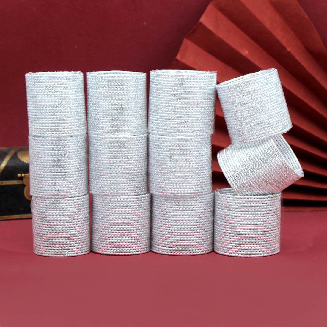 silver color 12 set of kids bangles combo size: (3 set of 1.12, 3 set of 1.14, 3 set of 2.0, 3 set of 2.2) (fb230cmb)