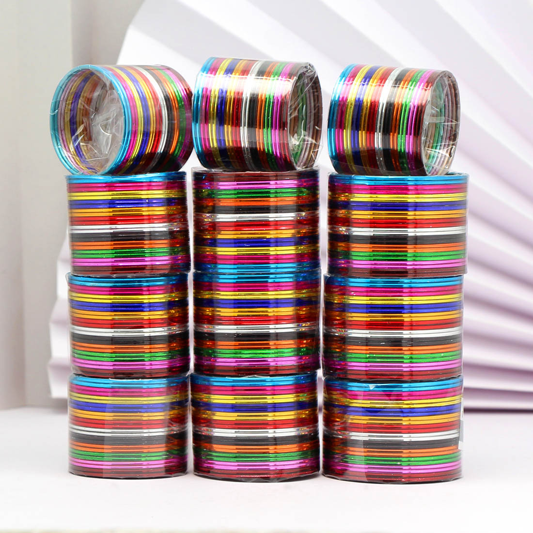 multi color 12 set of kids bangles combo size: (3 set of 1.10, 3 set of 1.12, 3 set of 1.14, 3 set of 2.0) (fb234cmb)