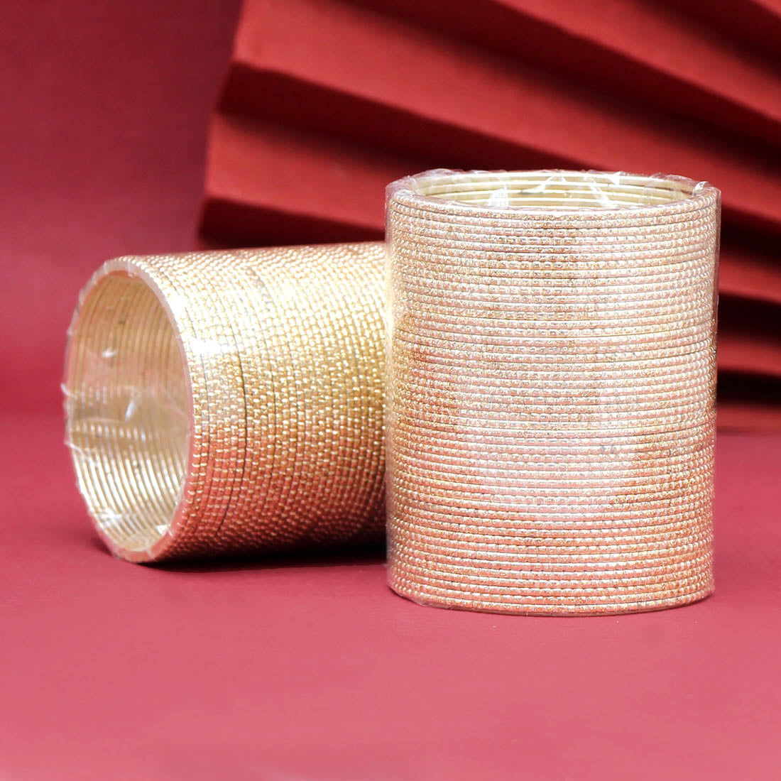 gold color 2 set of fashion bangles combo size: 2.6, 2.8 (fb249cmb)