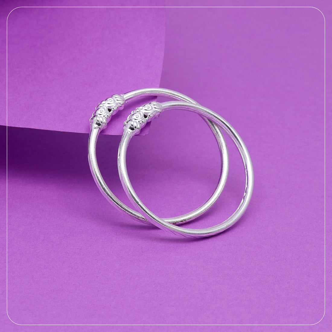 silver color 1 pair of oxidised kids bangles size: 1.6 (gsb322slv-1.6)