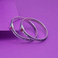 Thumbnail for silver color 1 pair of oxidised kids bangles size: 1.6 (gsb324slv-1.6)