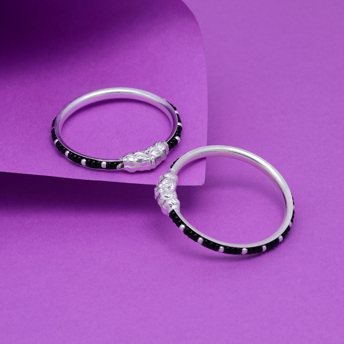 black color 1 pair of oxidised kids bangles size: 1.6 (gsb325blk-1.6)