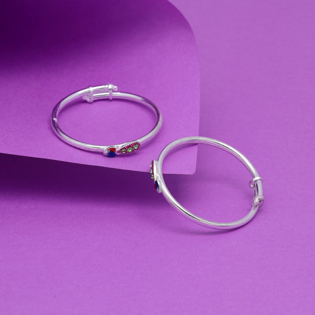 multi color 1 pair of oxidised kids bangles size: 1.6 (gsb326mlt-1.6)