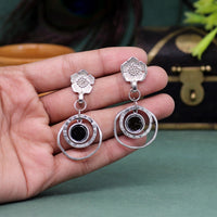 Thumbnail for silver color mirror work oxidised earrings (gse2431slv)