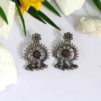 Thumbnail for pink color glass stone oxidised earrings (gse2462pnk)