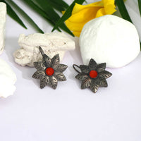 Thumbnail for orange color glass stone oxidised earrings (gse2463org)
