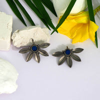Thumbnail for blue color glass stone oxidised earrings (gse2464blu)