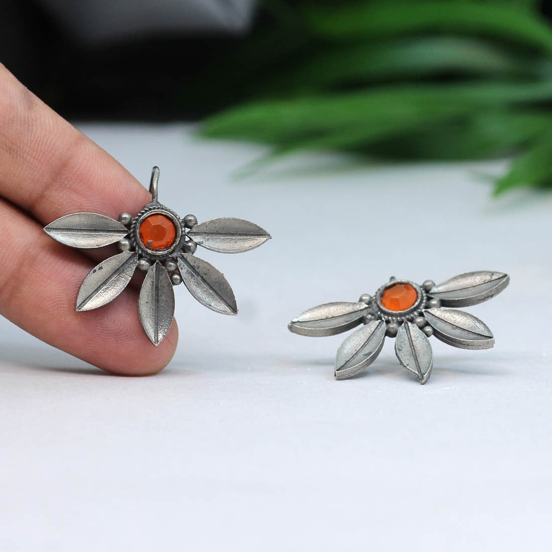 orange color oxidised earrings (gse2464org)