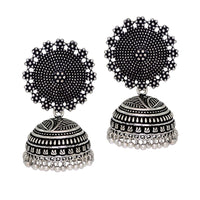 Thumbnail for oxidised silver plated handmade jhumka brass earrings (gse247slv)