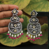 Thumbnail for rani color stone oxidised dual tone earrings (gse2570rni)