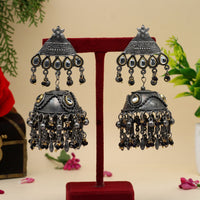 Thumbnail for black color oxidised big jhumka earrings (gse2615blk)